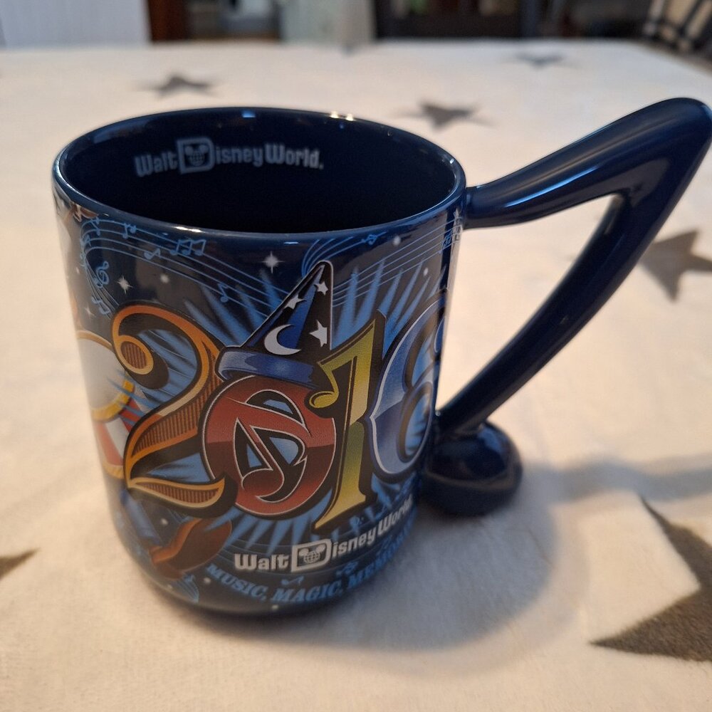 2016 Walt Disney World Music Magic Memories Ceramic Blue Mug‎ 16 Oz Disney Parks